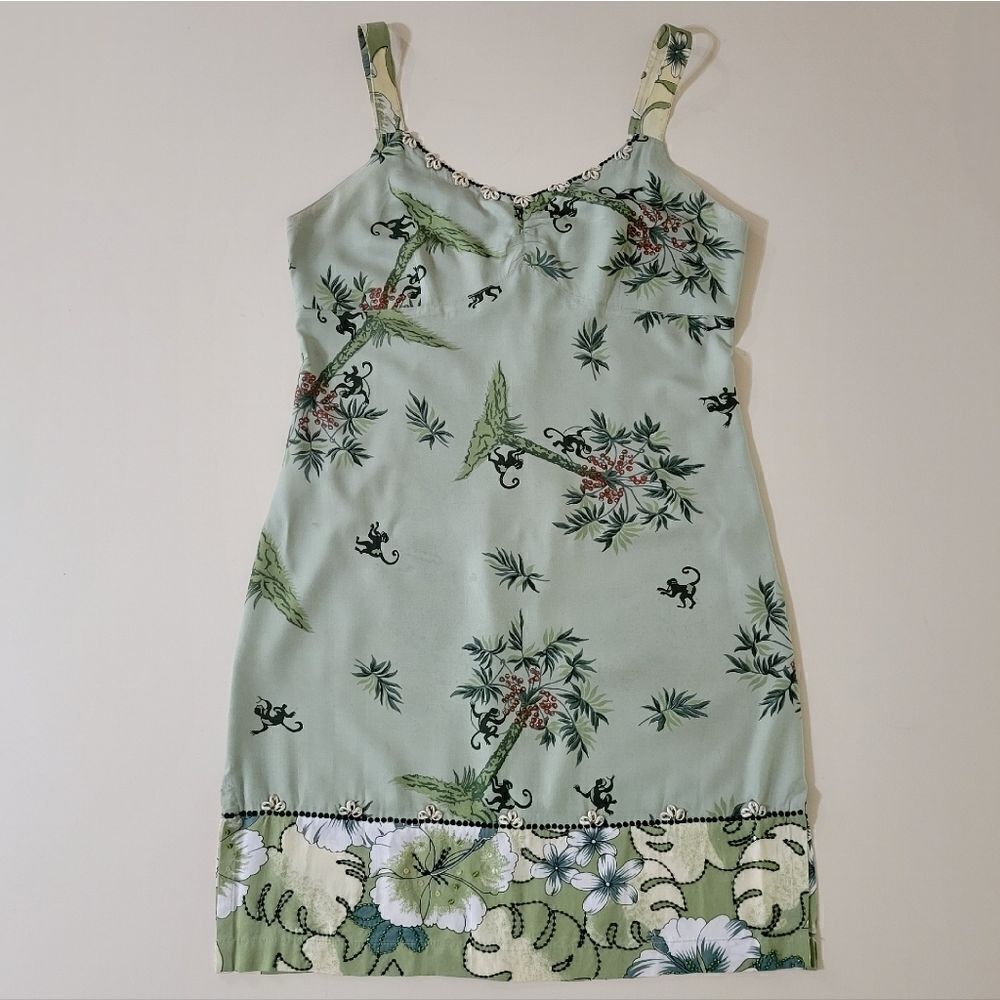 Faith by Cecilia Forrester Green Tropical Print Summer Midi Dress